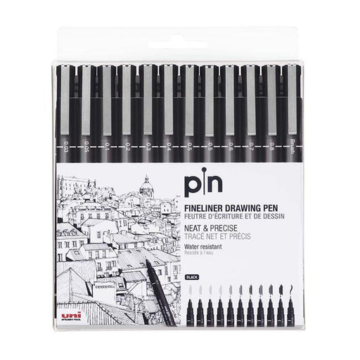 Uni Pin Fineline Permanent Drawing Set 12 Piece-Marston Moor
