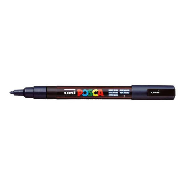 Uni Posca Marker 0.9-1.3mm Fine Navy Blue PC-3M-Marston Moor