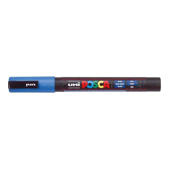 Uni Posca Marker 0.9-1.3mm Fine Glitter Blue PC-3M-Marston Moor