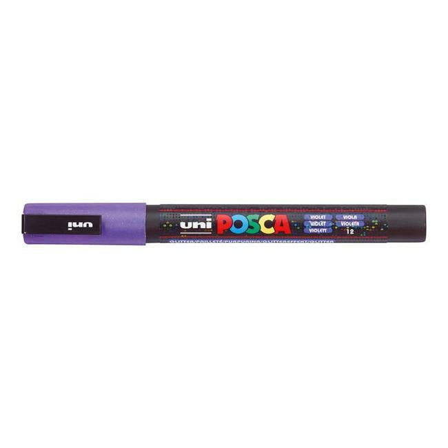 Uni Posca Marker 0.9-1.3mm Fine Glitter Violet PC-3M-Marston Moor