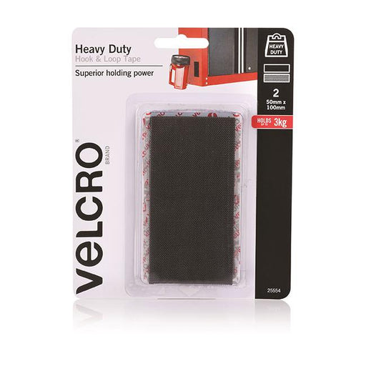 Velcro brand stick on heavy duty hook & loop tape 50x100mm black pk2-Marston Moor