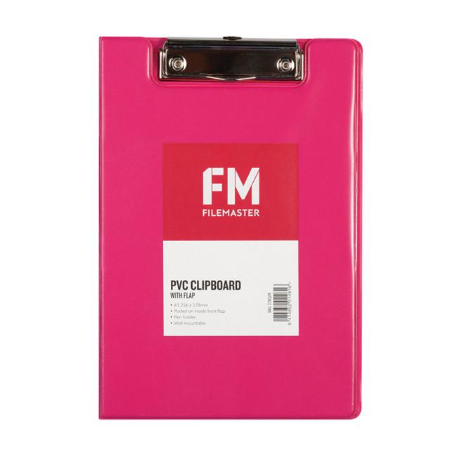 FM Clipboard PVC A5 Fm Vivid With Flap Shocking Pink