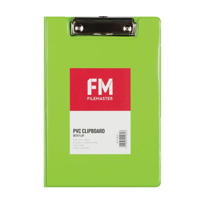 FM Clipboard PVC A5 Fm Vivid With Flap Lime Green
