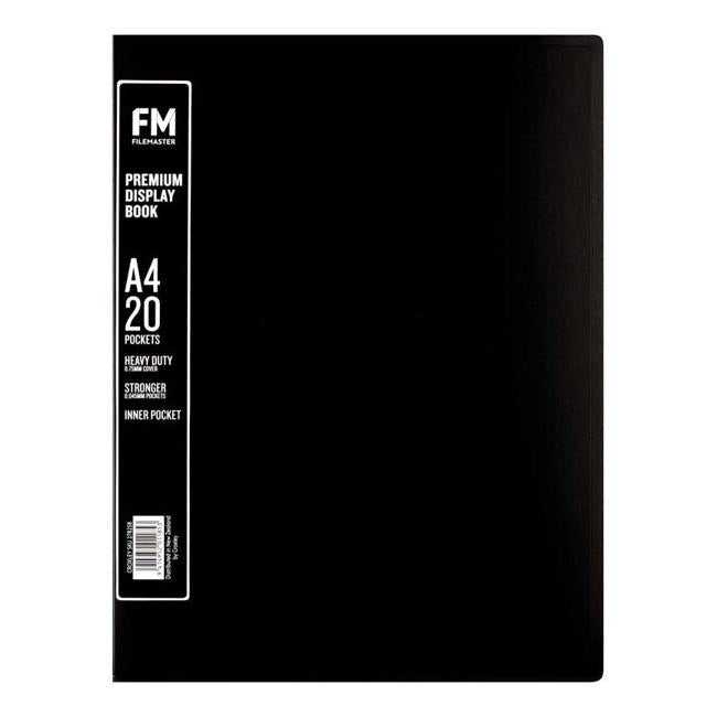 FM A4 Premium Display Book 20 Pocket Black