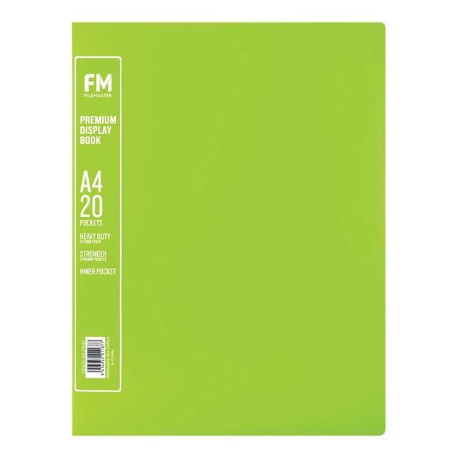 FM A4 Premium Display Book 20 Pocket Lime Green