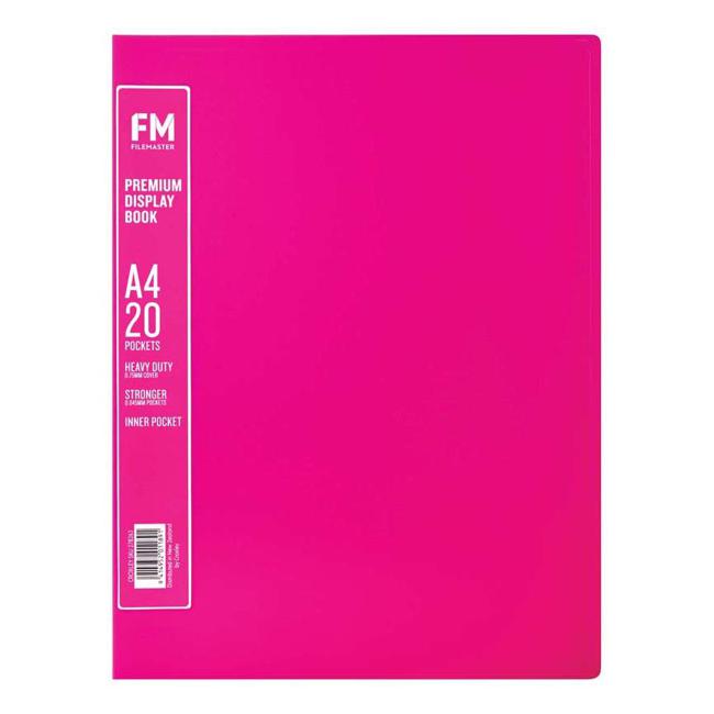 FM A4 Premium Display Book 20 Pocket Shocking Pink