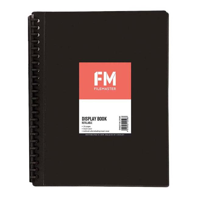 FM Display Book Black Insert Cover 20 Pocket Refillable
