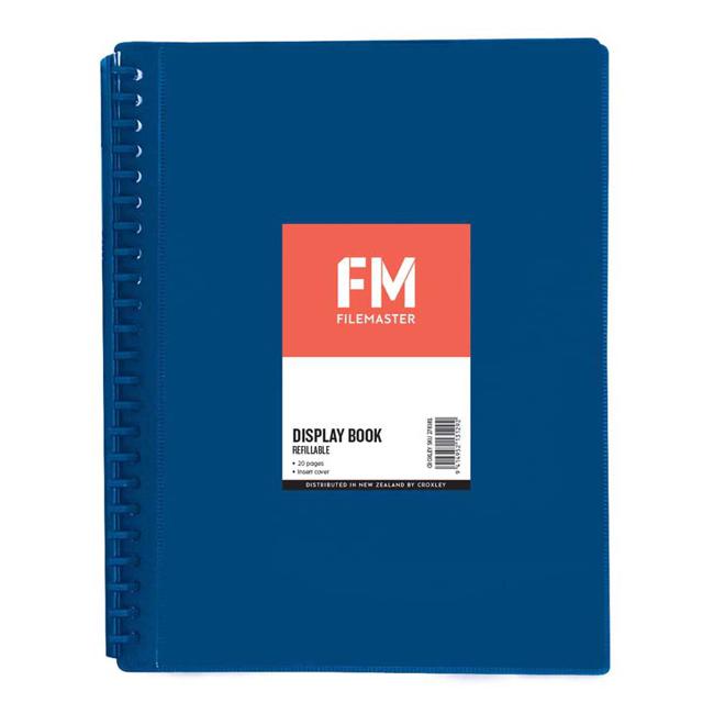 FM Display Book Blue Insert Cover 20 Pocket Refillable
