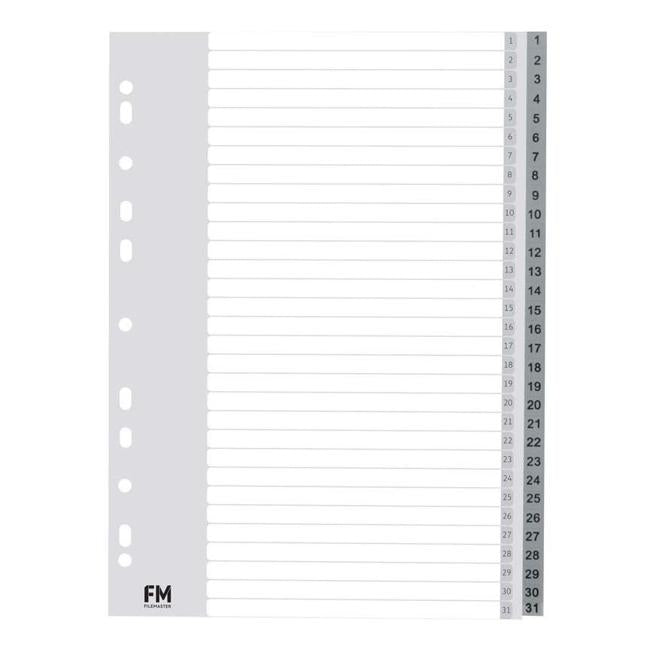 FM Indices A4 1-31 Grey Polyprop