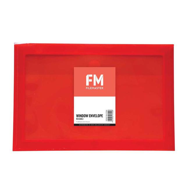 FM Envelope Reusable Red Window Polyprop