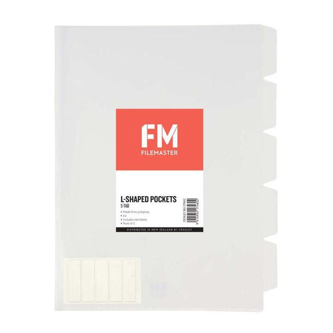 FM Pocket L Shape 5 Tab A4 Clear 5 Pack