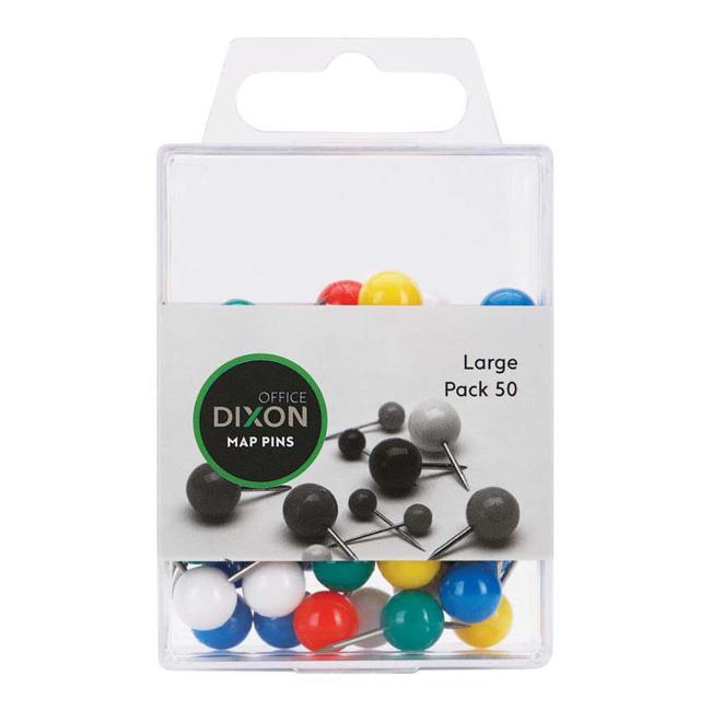 Dixon Map Pins Large Assorted Colour Pack 50