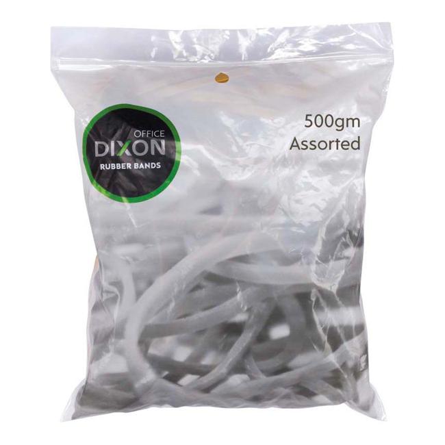 Dixon Rubber Bands 500gm Assorted Sizes