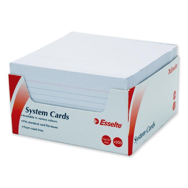 Esselte system cards 127x76mm (5x3) white pack 500