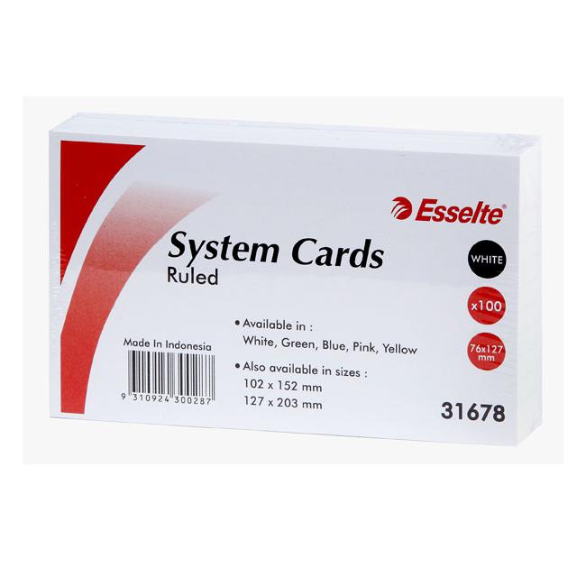 Esselte system cards 127x76mm (5x3) white pk100