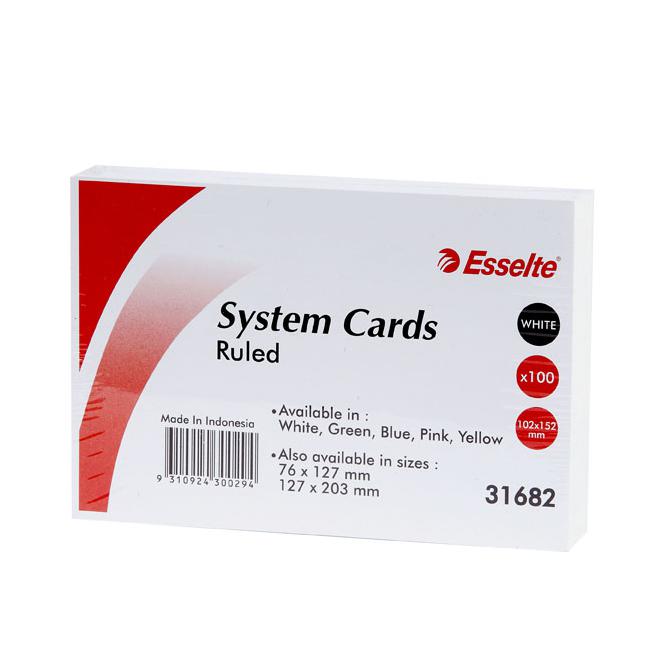 Esselte system cards 152x102mm (6x4) white pk100