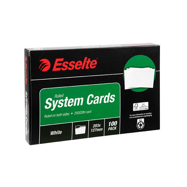 Esselte system cards 203x127mm (8x5) white pk100