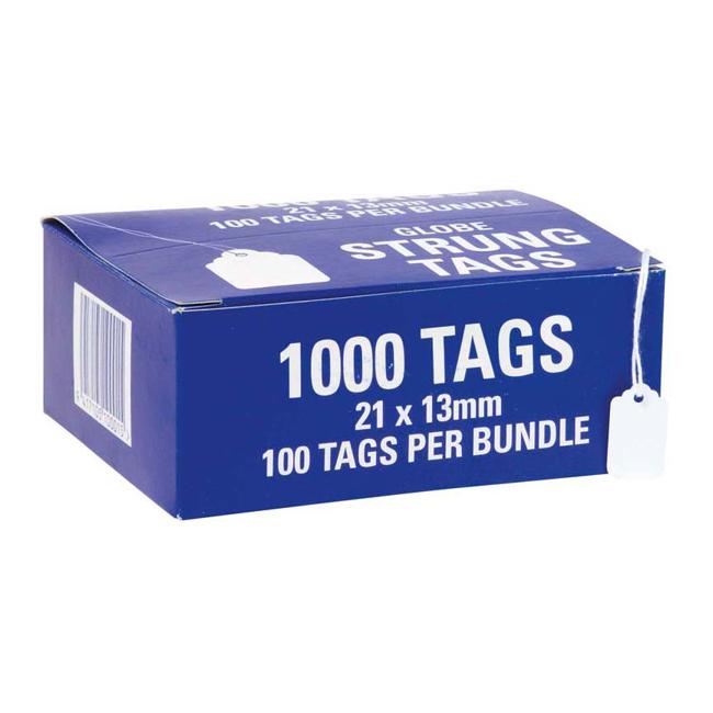 Globe Hardware Tags Strung 21h 21x13mm Box 1000