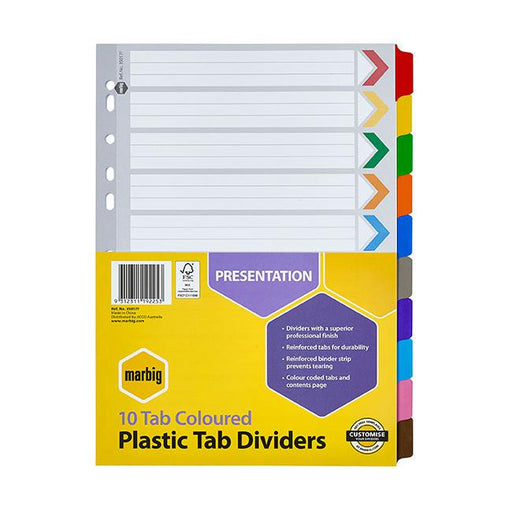 Marbig indices & dividers 10 tab reinforced a4 colour-Marston Moor