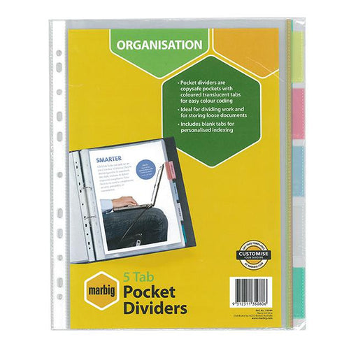 Marbig indices & dividers 5 tab pp a4 clear pockets-Marston Moor