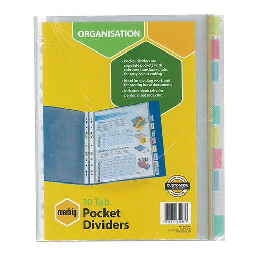 Marbig indices & dividers 10 tab pp a4 clear pockets-Marston Moor