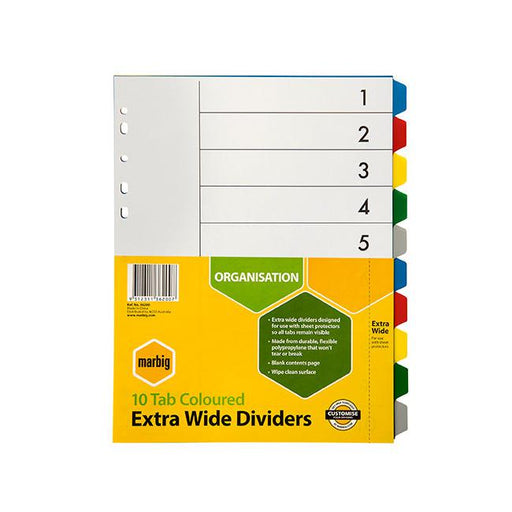 Marbig indices & dividers 10 tab pp a4 extra wide-Marston Moor