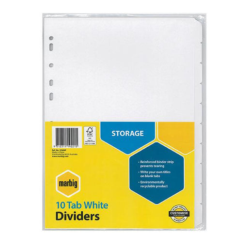 Marbig indices & dividers 10 tab manilla a4 white-Marston Moor