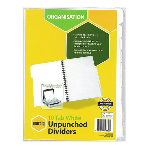 Marbig indices & dividers 10 tab manilla a4 unpunched-Marston Moor
