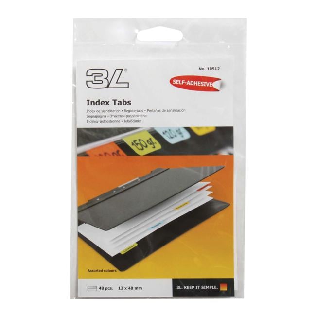 3L Index Tab 40mm Coloured 48 Pack