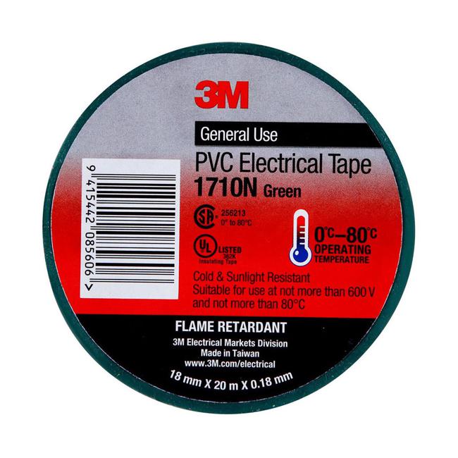 3M Electrical Tape 1710N-GR PVC 18mm x 20m Green