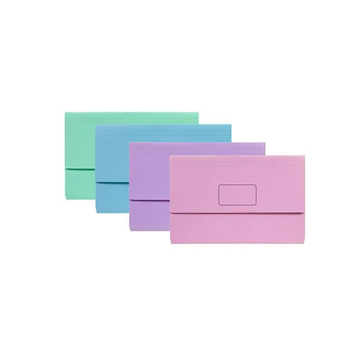 Marbig slimpick foolscap document wallet pastels assorted pk10-Marston Moor