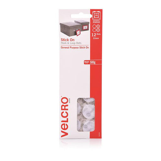 Velcro brand stick on hook & loop dots 12 dots 22mm white-Marston Moor