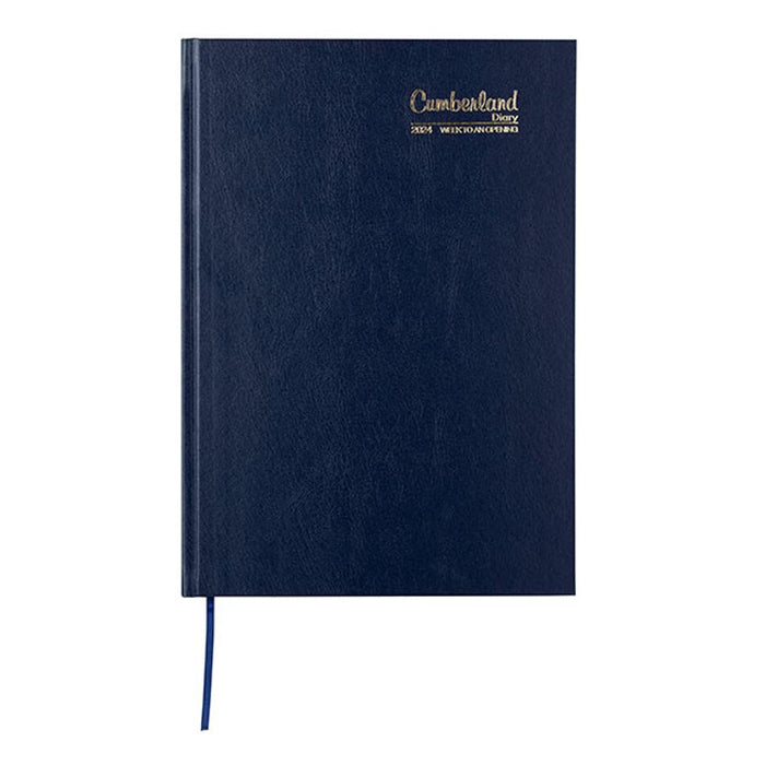 Cumberland 2024 Casebound Diary A4 Week To View Blue 47ECBL24
