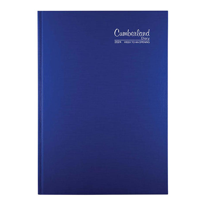 Cumberland Premium 2024 Casebound Diary A4 Week To View Blue 47PCBL24