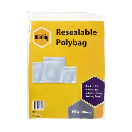 Marbig resealable polybags 305mmx440mm writing panel pk25-Marston Moor