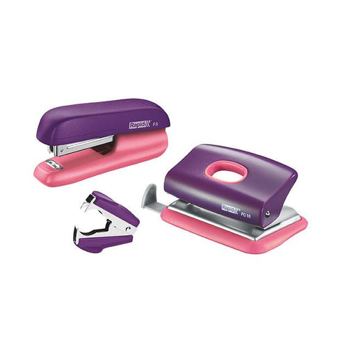 Rapid stapler mini f5 purple/apricot v/pk-Marston Moor