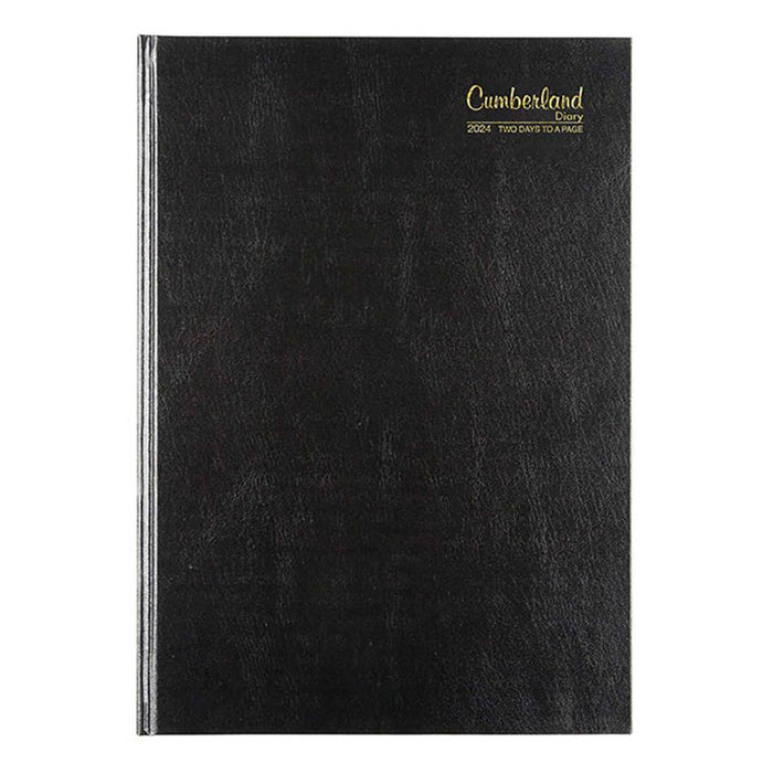 Cumberland 2024 Casebound Diary A5 2 Days Per Page Black 52ECBK24