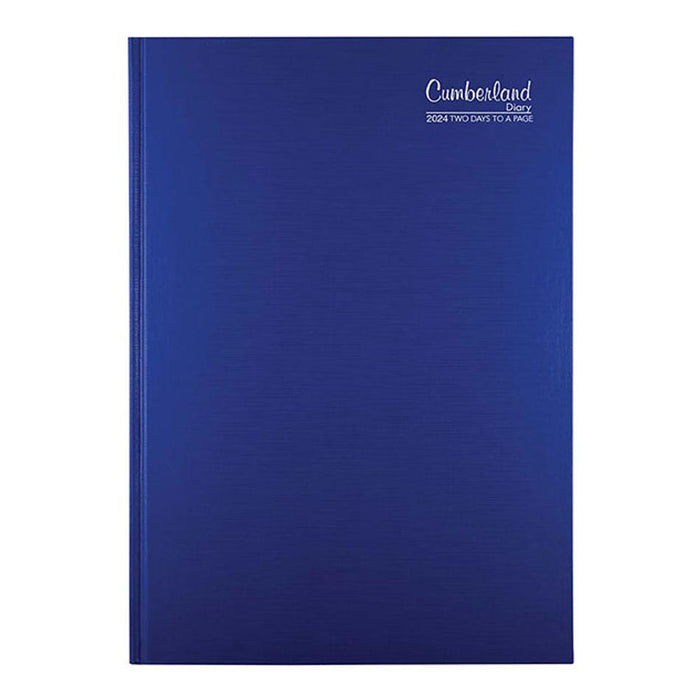 Cumberland Premium 2024 Casebound Diary A5 2 Days Per Page Blue