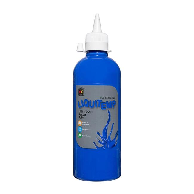 Fluoro Liquitemp Poster Paint 500ml Blue