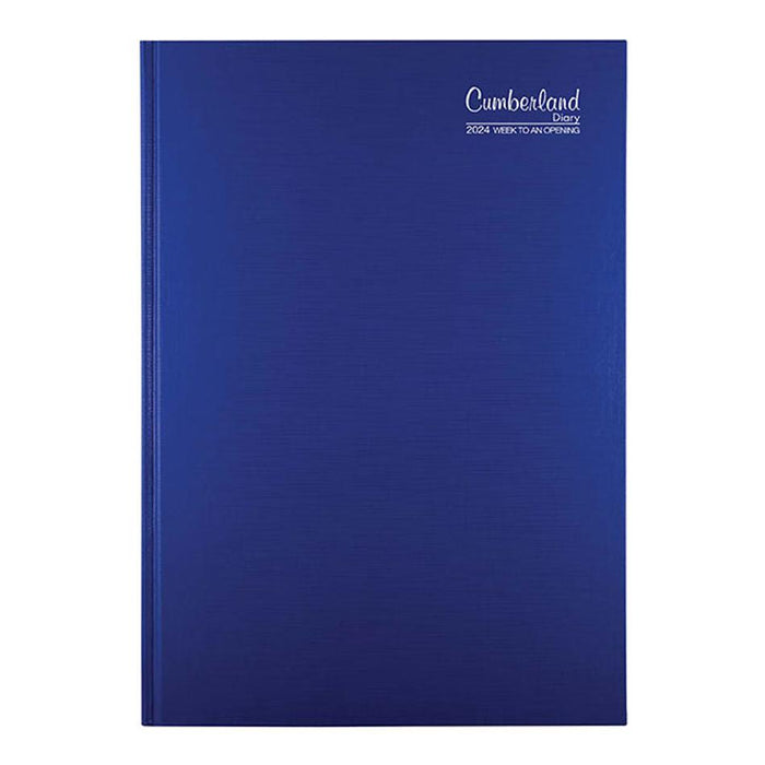 Cumberland Premium 2024 Casebound Diary A5 Week To View Blue 57PCBL24