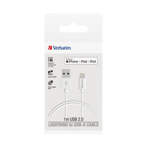 Verbatim Essentials Charge & Sync Lightning Cable 1m White-Marston Moor