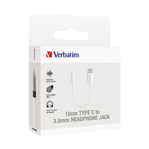 Verbatim Essentials USB-C to 3.5mm Headphone Jack 10cm White-Marston Moor