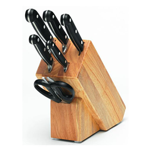 Mundial 7 Piece Cutlery Block Set, Timber Block-Marston Moor