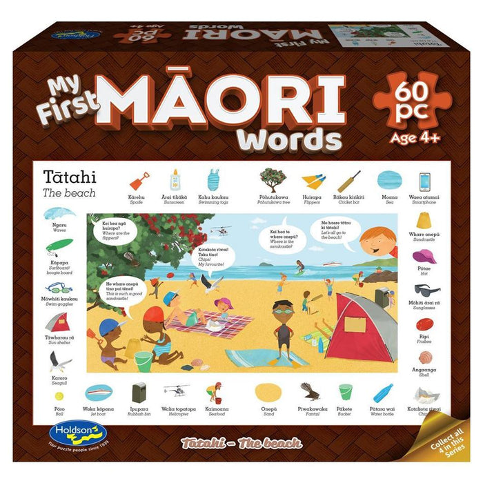 Holdson Puzzle - My First Māori Words, 60pc (Tatahi - The Beach)