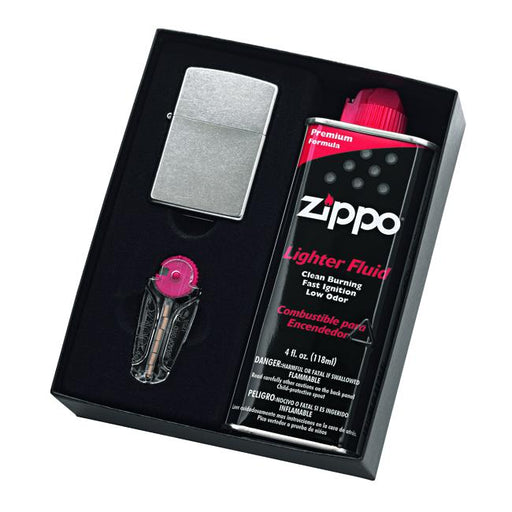 Zippo #207 Street Chrome Lighter with Fluid and Flints - Marston Moor
