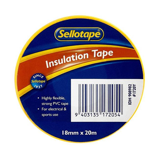 Sellotape 1720Y Insulation Yellow 18mmx20m-Marston Moor