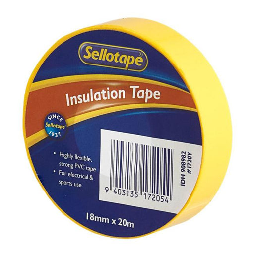 Sellotape 1720Y Insulation Yellow 18mmx20m-Marston Moor