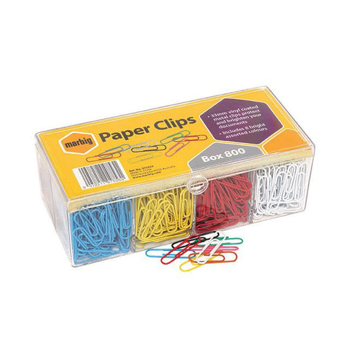 Marbig paper clips assorted colours bx 800 vinyl coated box 800 assorted-Marston Moor