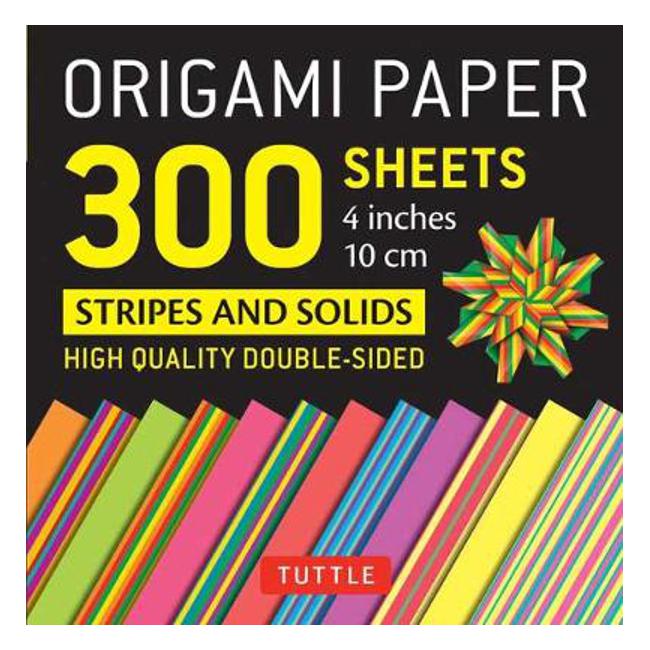 Origami Paper - Stripes and Solids - 4 inch - 300 sheets: Tuttle Origami Paper: High-Quality Origami Sheets Printed with 12 Different Designs-Marston Moor