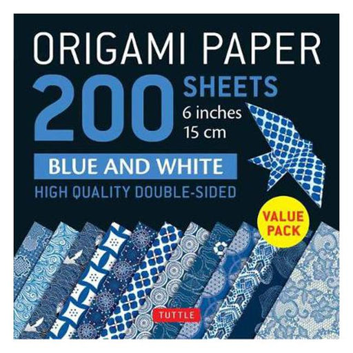 Origami Paper 200 sheets Blue and White Patterns 6" (15 cm): High-Quality Double Sided Origami Sheets Printed with 12 Different Designs (Instructions for 6 Projects Included)-Marston Moor